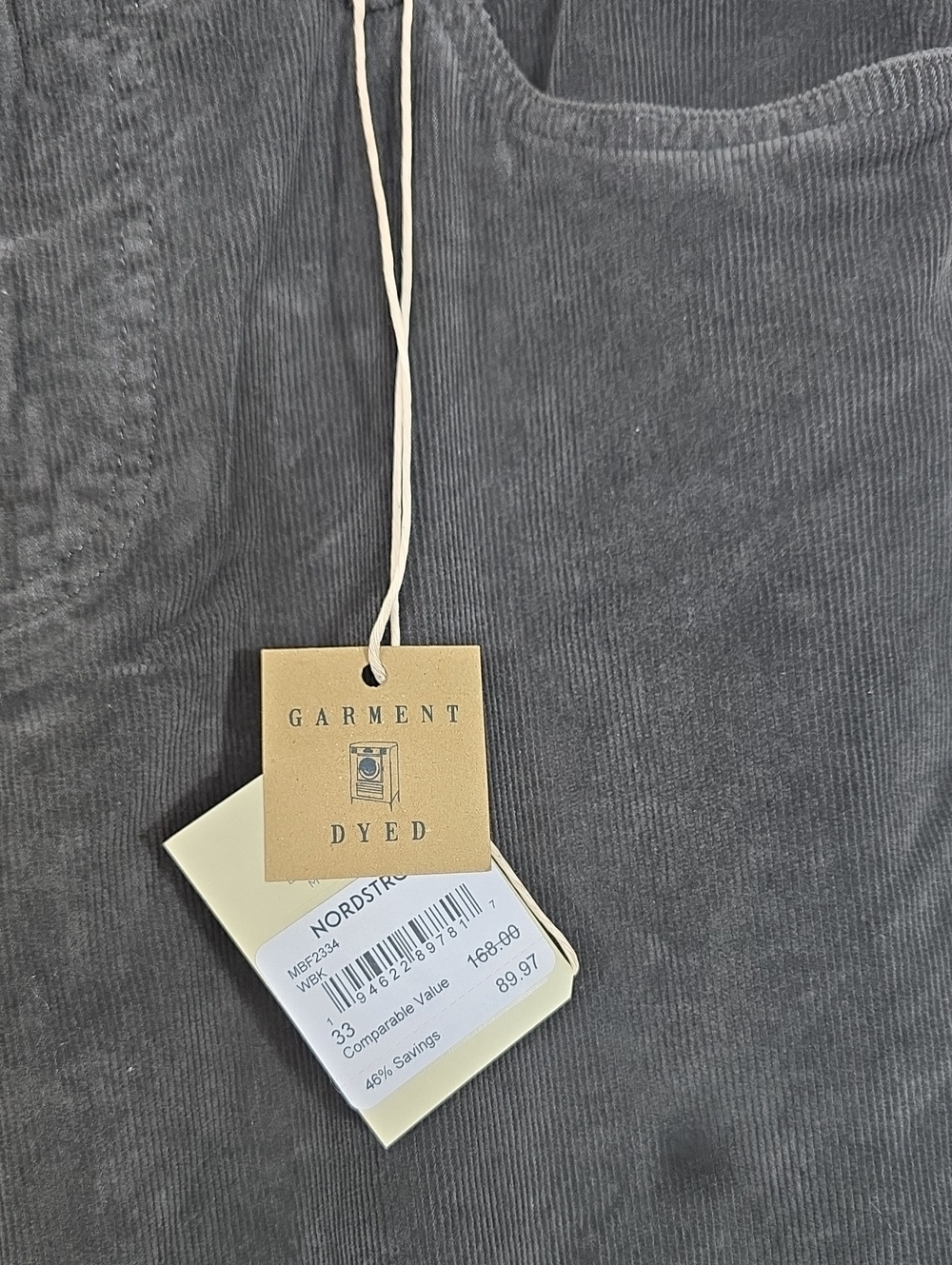 Faherty Men’s Corduroy Pants — Charcoal 33x30 - Picture 4 of 6